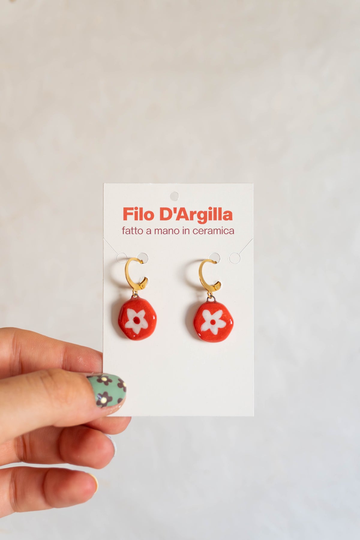 Orecchini ESAGONO con fiorellino - colori vari