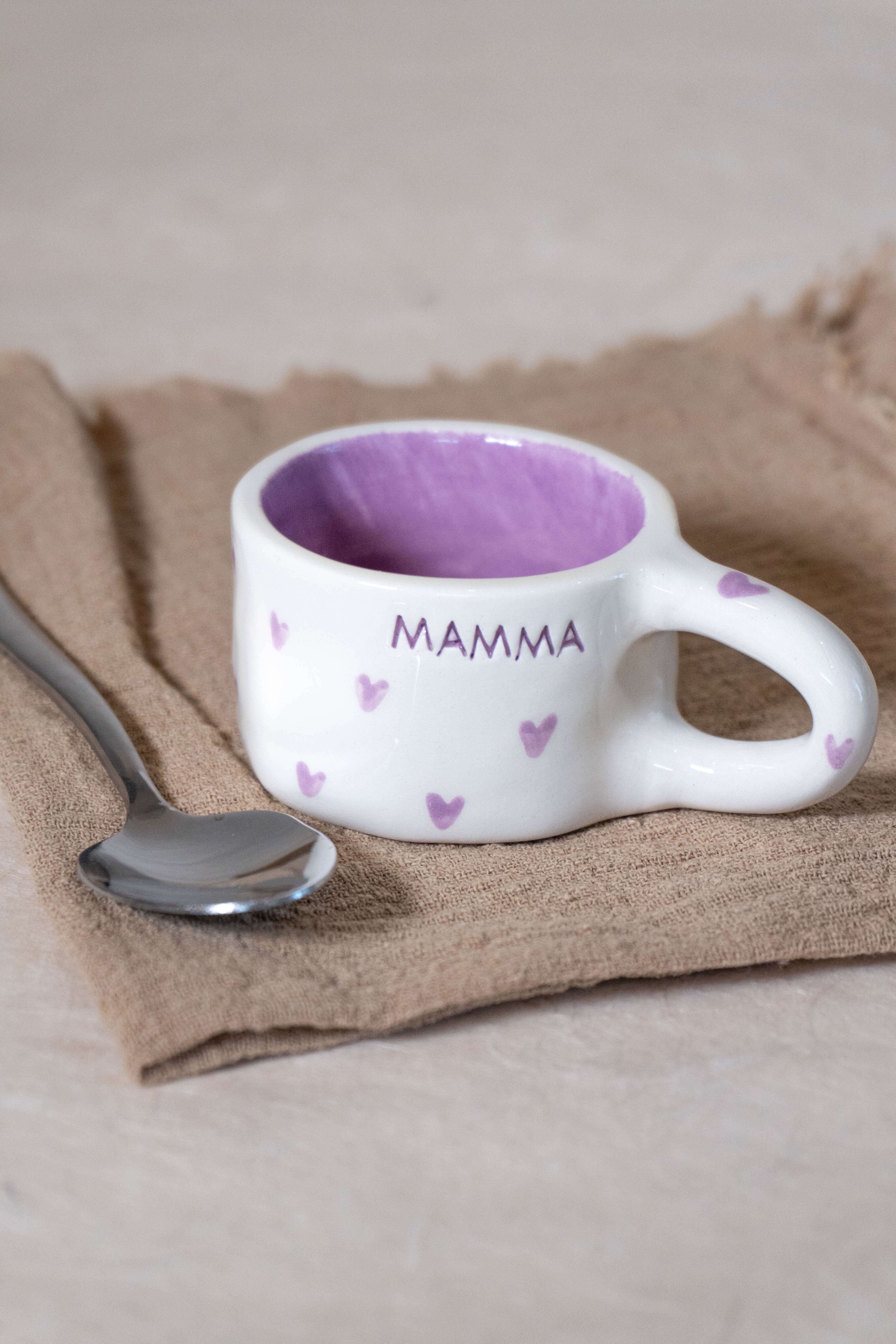 Tazzina espresso BUONDÌ MAMMA - cuori lilla
