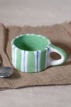 Tazzina espresso RIGHE verdi e azzurre