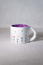 Tazza da latte giardino fiorito/ righe spesse e sottili - VIOLA