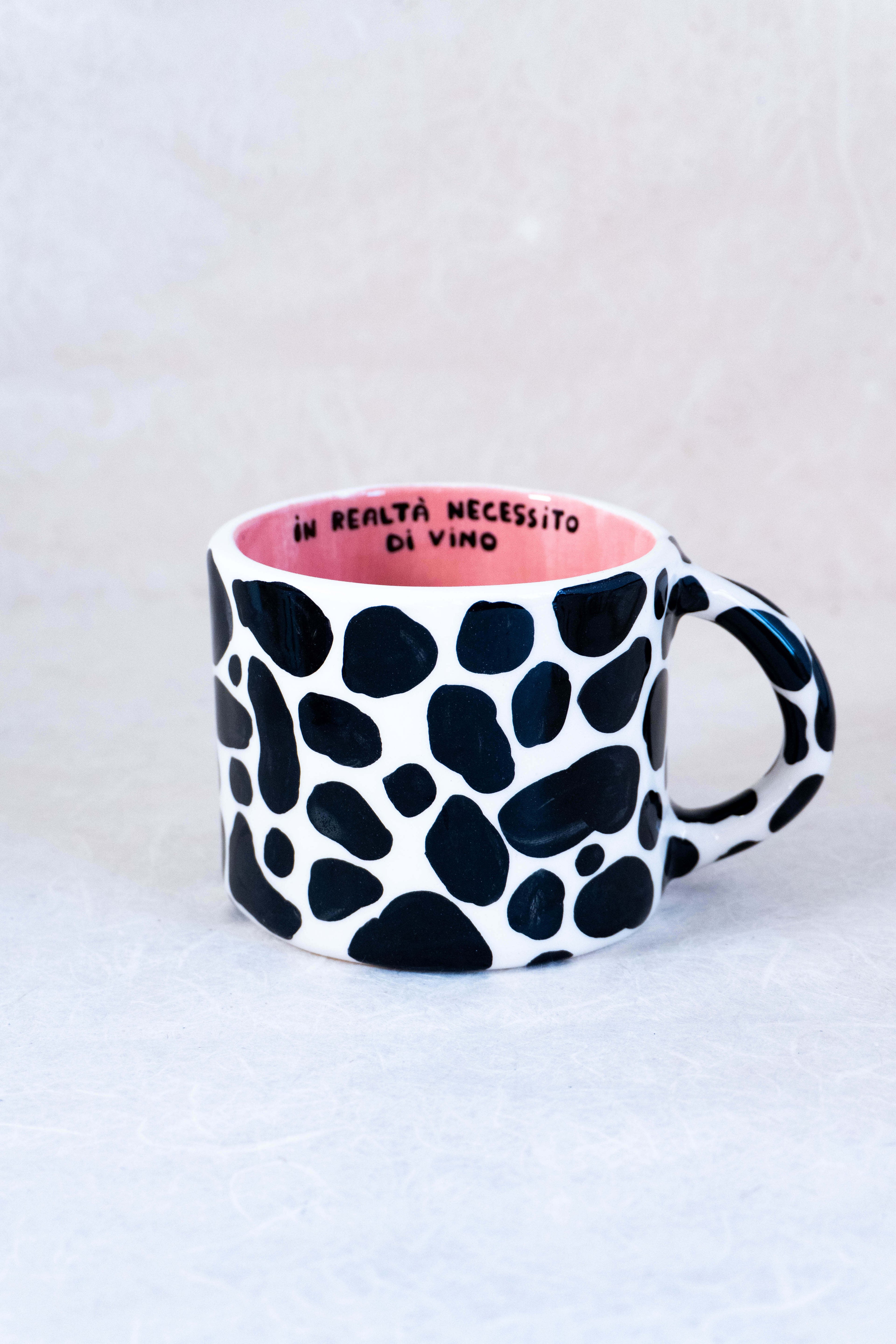 Tazza da latte MUCCATA "in realtà necessito di vino"