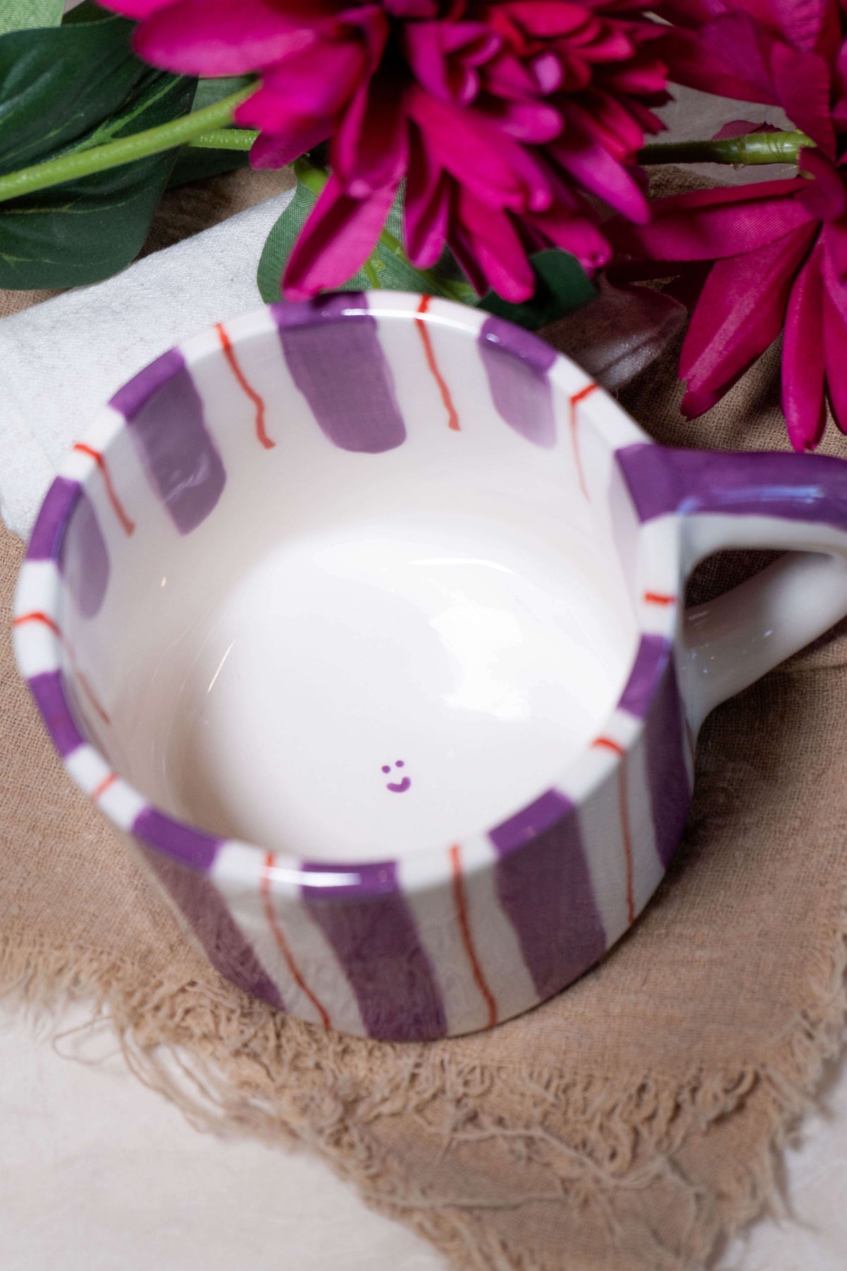 Tazza da latte giardino fiorito/ righe spesse e sottili - VIOLA