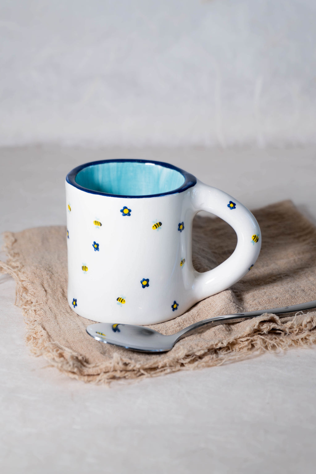 Tazzina macchiato FIORI BLU e API