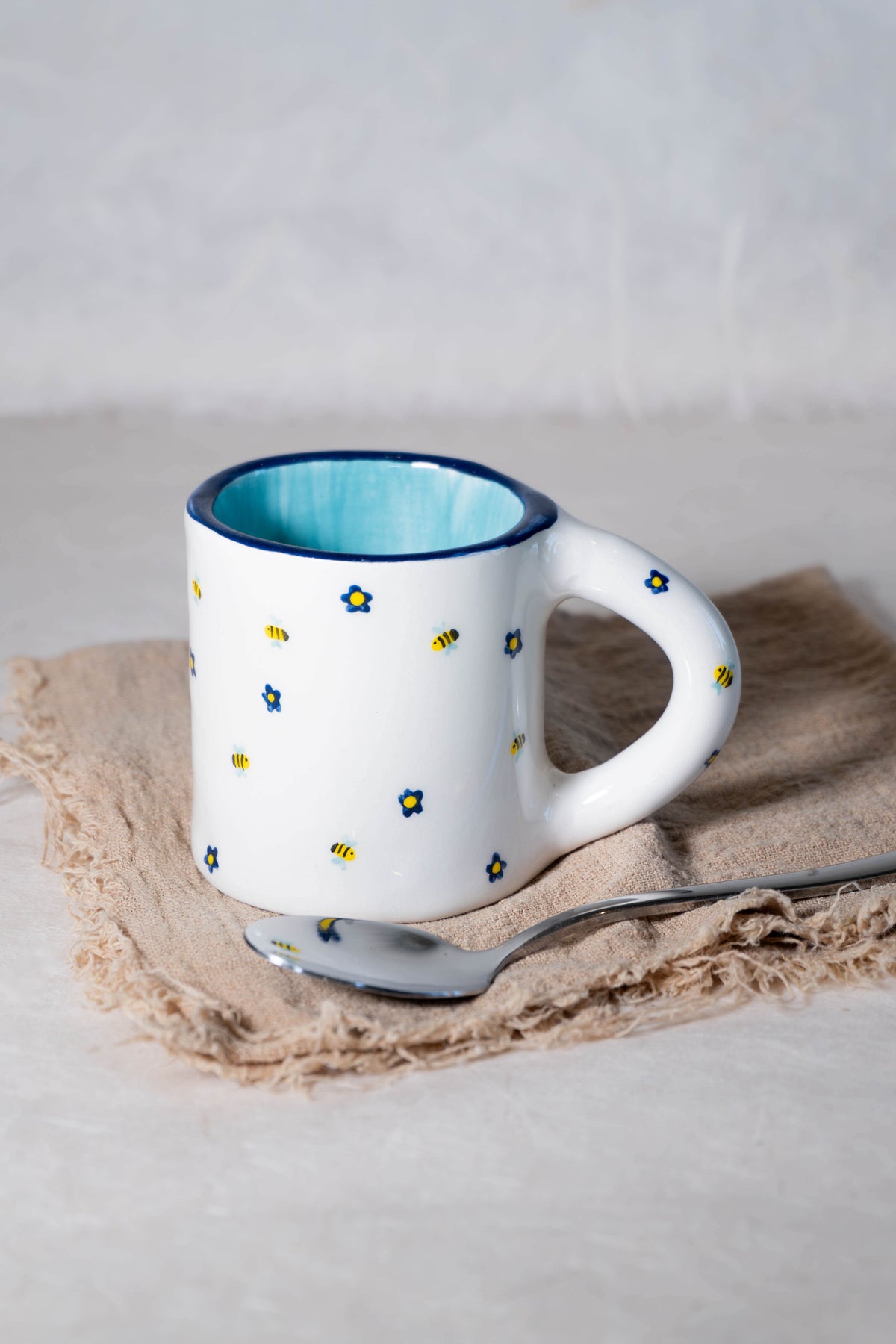 Tazzina macchiato FIORI BLU e API