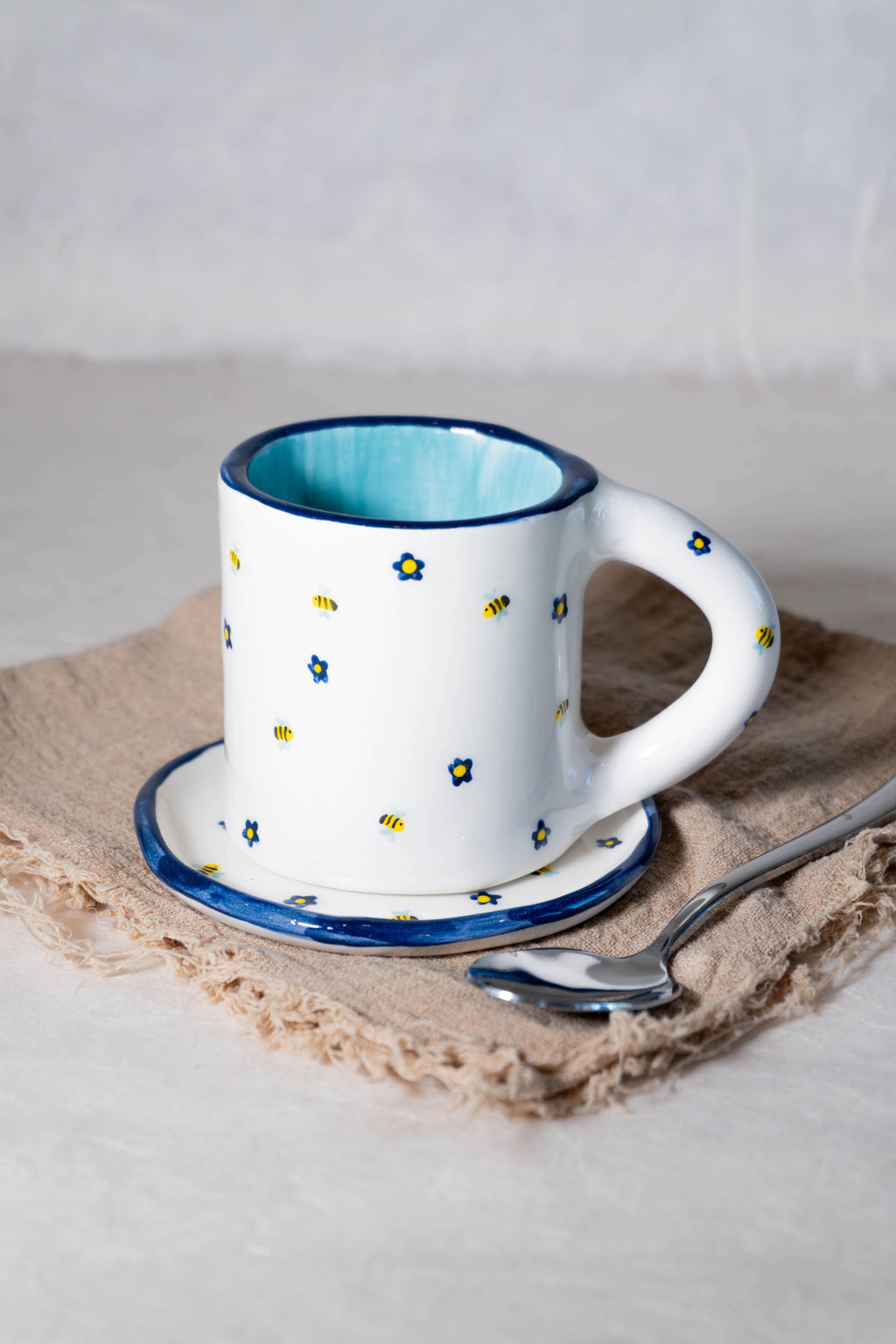Tazzina macchiato FIORI BLU e API