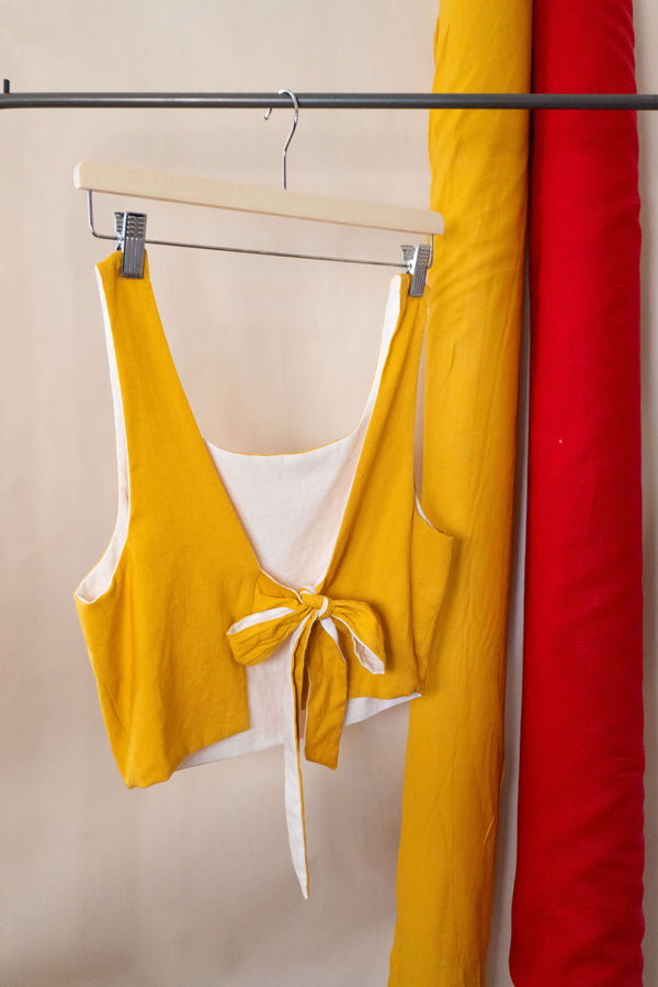 TOP double-face giallo - bianco